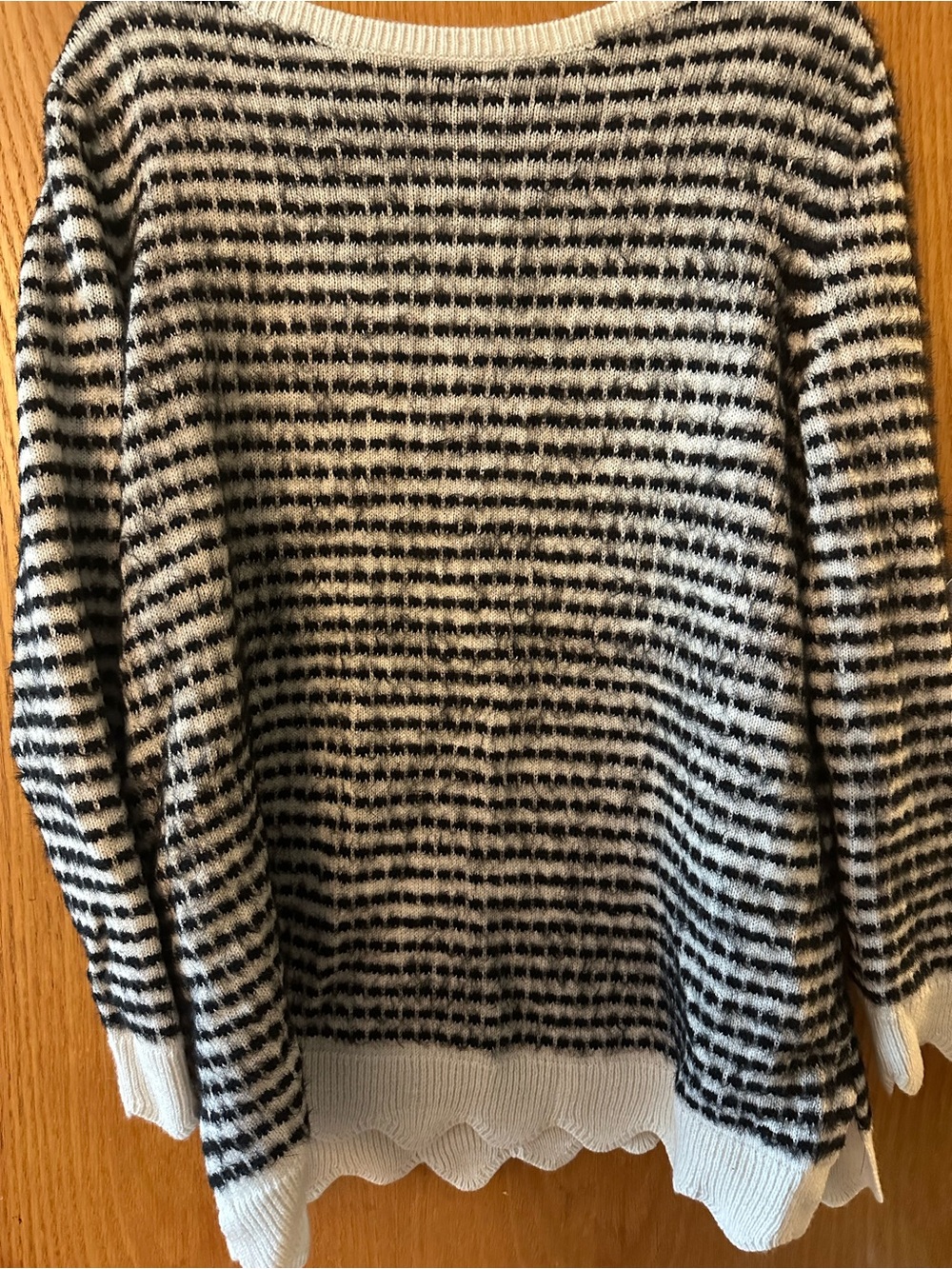 Elle Black and White Square Polka Dots Crewneck Sweater